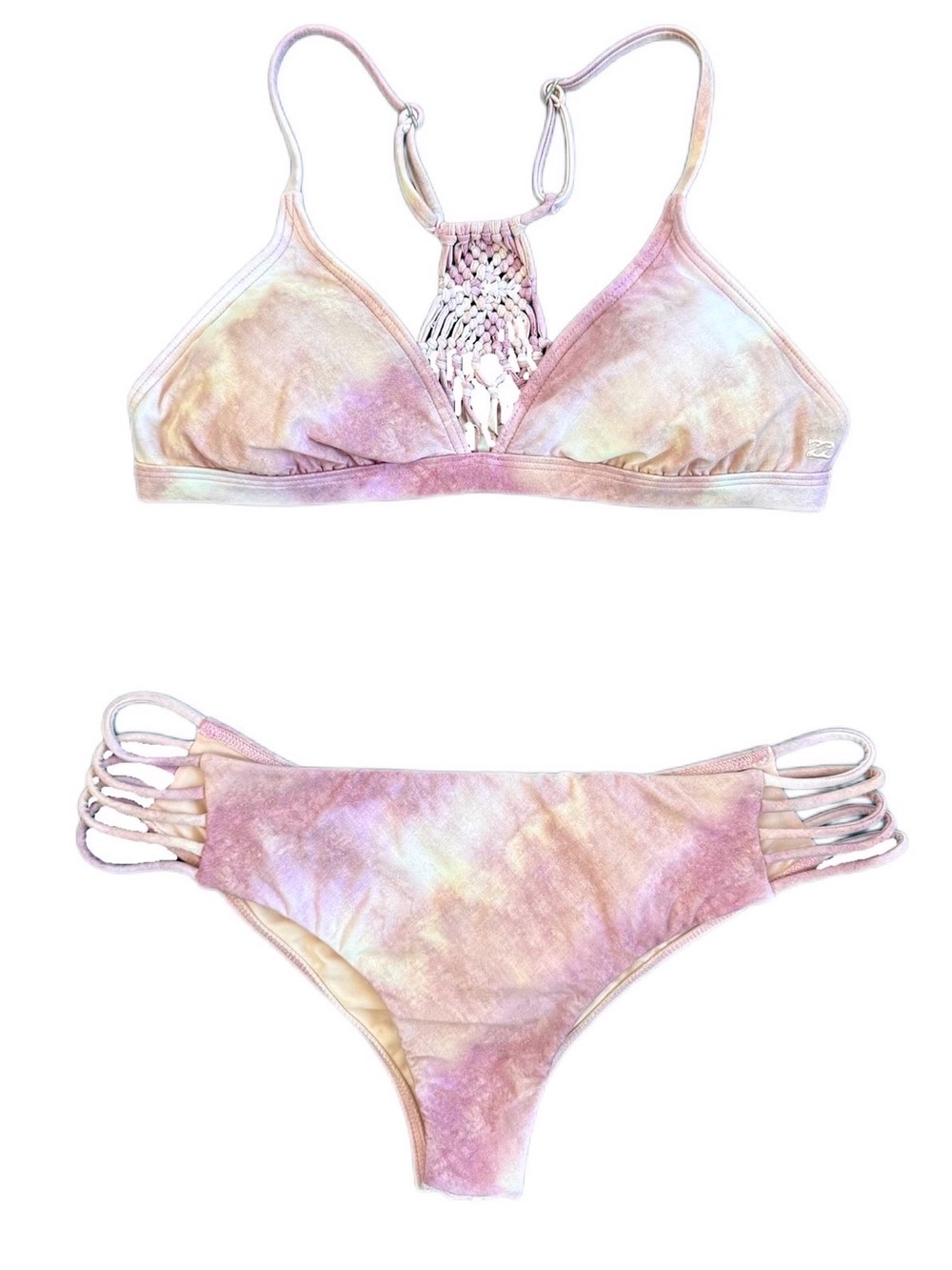 Billabong Pastel Tie Dye Macrame Bikini Set S